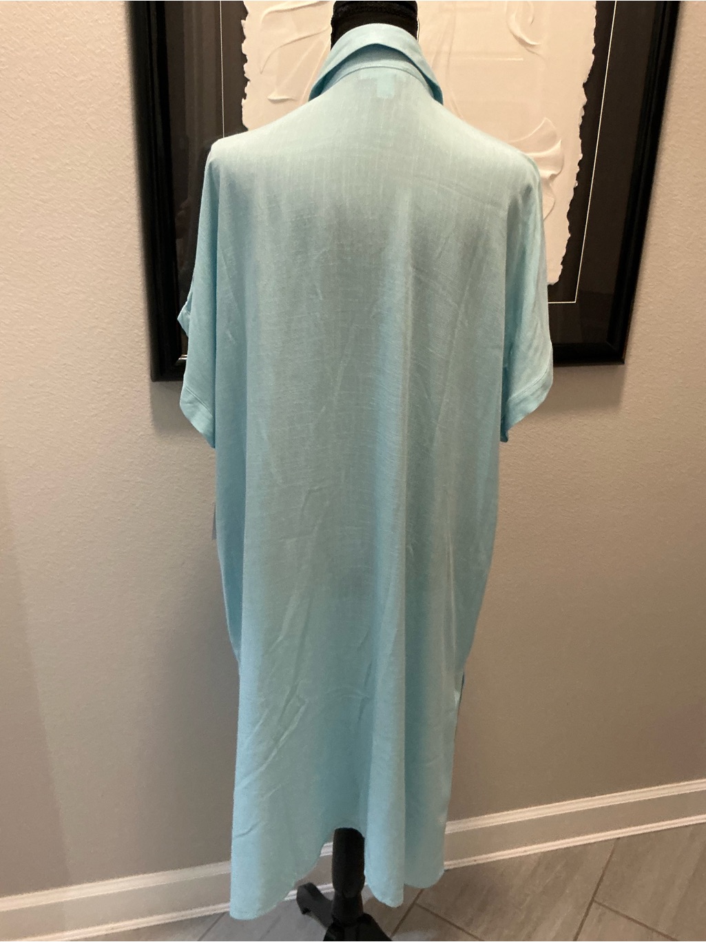 Nordstrom Rack Women’s Aqua/Light Blmaxi Shirt Dress Size Medium Nwt Button Fron — image 2 of 7